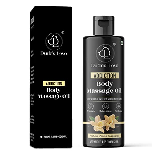 Organic - Vanilla Edible Full Body Massage Oil - No Stain & Non-Sticky | with Fractionated Coconut Oil, Vanilla & Jasmin Oil, Date Night | Massage Oil for Massage Therapy - 4.05 Fl Oz