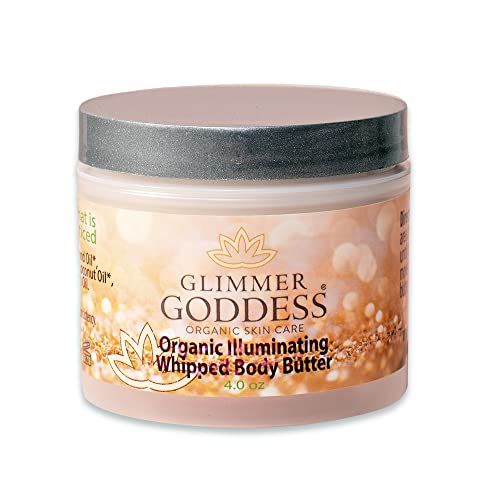 GLIMMER GODDESS Organic Whipped Body Butter - Subtle Level 1 Rose Gold Shimmer, 4.0 oz