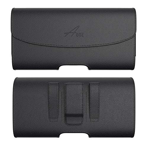 AGOZ 6.5" x 3.3 x 0.7 Leather Pouch Case Holster for Samsung Galaxy Z Fold 3 5G, Z Fold 4 5G, S22 Plus, S10 Plus, S9 Plus, S8 Plus, with Belt Clip & Belt Loops (to fit with a Cover)