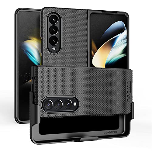 BELTRON Case with Clip for Galaxy Z Fold 4 5G, Slim Protective Cover with Rotating Belt Hip Holster Combo and Built in Kickstand Designed for Samsung Galaxy Z Fold4 5G (SM-F936 2022) - Black