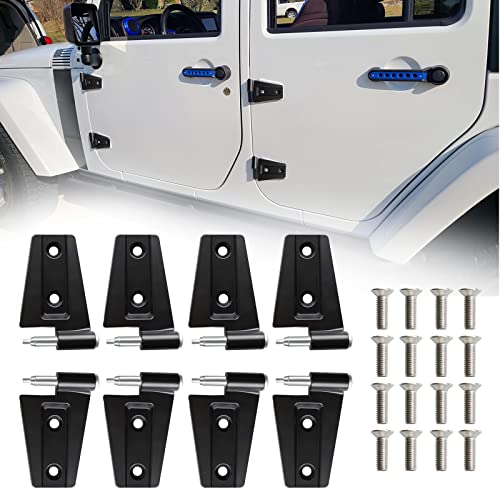 Door Hinges for Jeep Wrangler JK JKU Unlimited 2007-2018 Aluminum Door Hinge Kits 2 Doors & 4 Doors (8 Pcs w/ 16 Pcs Screws)