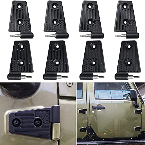 BESTAOO Door Hinge Kit for Jeep Wranlger Unlimited Rubicon Sahara Sports Accessories 2007-2018 JK JKU 4-Door, Heavy Duty Aluminum Alloy, 8 Piece (Black)