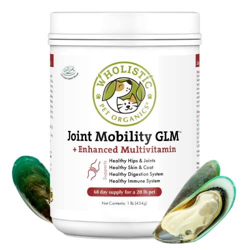 Wholistic Pet Organics-Dog Joint Supplement: Joint Mobility with Green Lipped Mussel Hip and Joint Health Supplements for Dogs - Dog Glucosamine Powder with MSM, Probiotics, Vitamins, Minerals 1 Lb