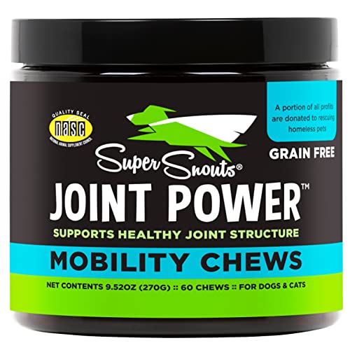 Super Snouts Joint Power 100% Green Lipped Mussels for Dogs & Cats (60 Soft Chews), Joint Supplement for Dogs, Joint Support, Tendons, Ligaments