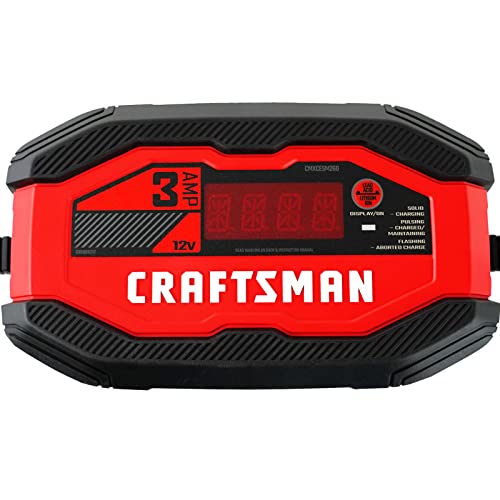 CRAFTSMAN CMXCESM260 3A 12V Fully Automatic Battery Charger and Maintainer, Red