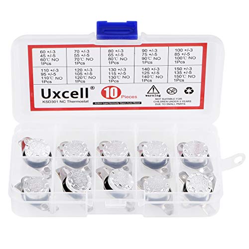uxcell 10pcs NO KSD301 Thermostat 60-150C(140-302F) Temperature Thermal Control Switch 60 70 80 90 100 110 120 130 140 150C Normally Open Assortment Kit