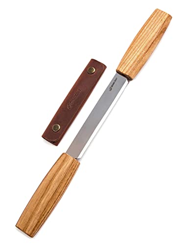 BeaverCraft DK2s Draw Knife with Leather Sheath Woodworking Tool 4.3" Drawknife Wood Carving Tools Wood Draw Knife Woodworking Whittling Tools