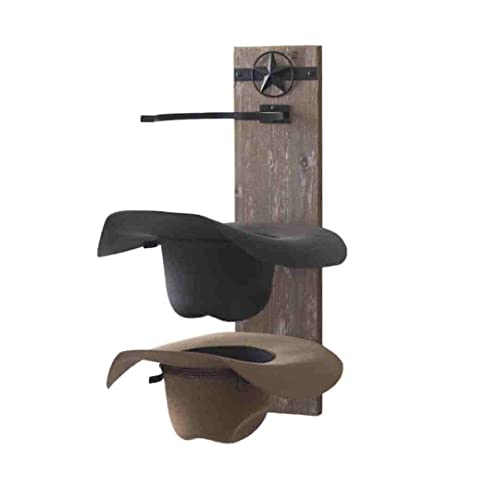 Ryker Ranch Cowboy hat Rack for Wall | Western hat Rack for Cowboy Hats | Rustic Wood and Metal Cowboy hat Holder for Wall | Cowboy hat Hanger