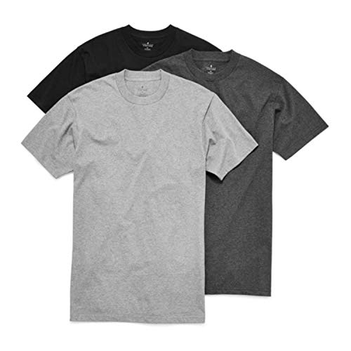 Stafford 3-Pack Men's Heavy Weight 100% Cotton Crew-Neck T-Shirt Black/Grey (M)