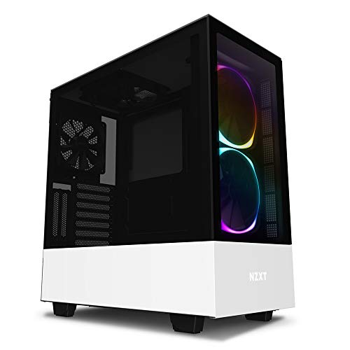 NZXT H510 Elite - CA-H510E-W1 - Premium Mid-Tower ATX Case PC Gaming Case - Dual-Tempered Glass Panel - Front I/O USB Type-C Port - Vertical GPU Mount - Integrated RGB Lighting - White/Black