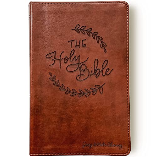 Hand Lettered and Laser Engraved ESV Large Print Bible, Red Letter Brown Cover, Includes Option to add Engraved Name, Personalized Gift for Wedding, Baptism, Graduation or Birthday