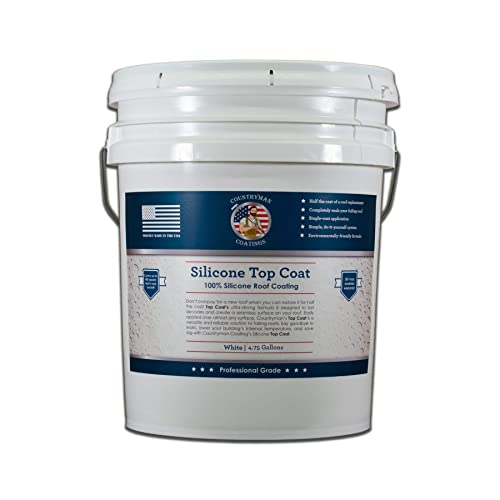 Countryman Coatings 100% Silicone Roof Coating - Restore Your Roof in a Day - Seal Leaks, Cracks, Seams, Penetrations - Adheres to All Surfaces (4.75 Gallon, White)