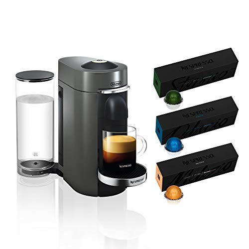 Nespresso VertuoPlus Deluxe Coffee and Espresso Machine by De'Longhi, Titan,with Vertuoline Variety Pack Coffees included