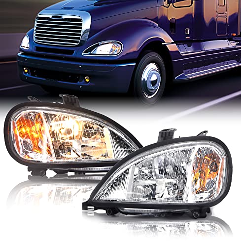TORQUE Headlight Right Left Pair Side Set with All Bulbs for 1996-2017 Freightliner Columbia Semi Trucks (TR026-L, TR026-R)