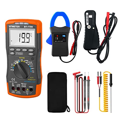 BTMETER BT-770K Automotive AC/DC Dwell Multimeter with RPM Indudctive Pick-up and AC/DC Current Clamp Adapter