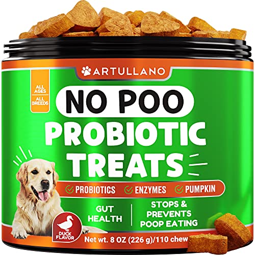 No Poo Treats - Coprophagia Deterrent for Dogs - Prevent Dog from Eating Poop - Stop Eating Poop for Dogs, Stool Eating Deterrent - Probiotics & Digestive Enzymes - Forbid for Dogs Chews - Made in USA