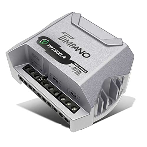 Timpano Compact 4 Channel Amplifier Car Audio 500 Watt, 4 x 125 Watts at 2 Ohms, Mini Stereo 12 volts Full Range Class D Amp, Bridgeable Amplifier 4 Channels TPT-500.4