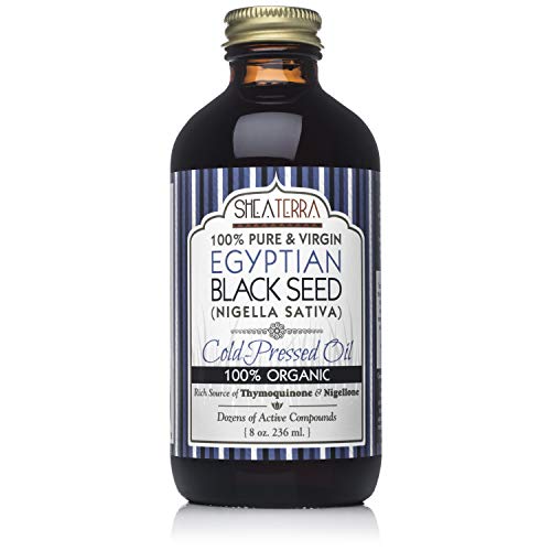 Shea Terra Egyptian Black Seed Cold Pressed Extra Virgin Oil | All Natural & Organic Oil to Boost Immune System, Improve Hair Growth & Skin Tone, Manage Chronic Dry Skin, Eczema & More - 8 oz