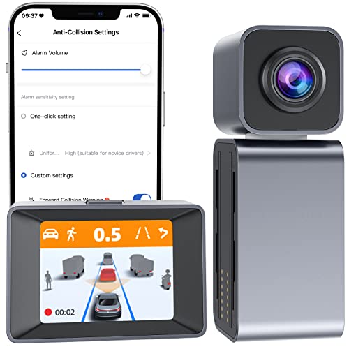 MINIEYE AI Collision Avoidance Device - 1944P Smart Dash Cam with ADAS, 140 Wide Angle Front Dash Camera with Sony Starvis Sensor, Collision, Lane Departure Warning, Night Vision, APP OTA Update