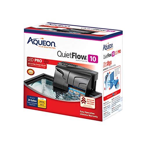 Aqueon QuietFlow 10 LED PRO Aquarium Fish Tank Power Filter For Up to 20 Gallon Aquariums