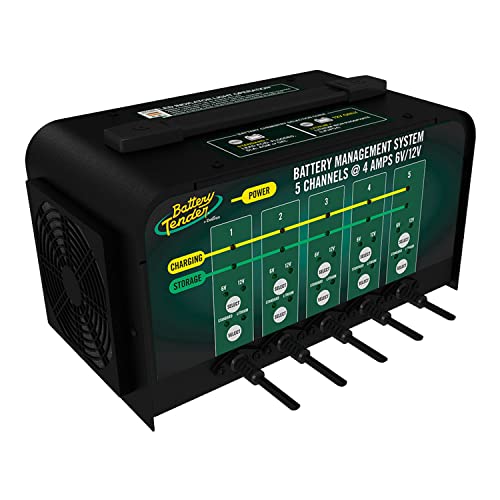 Battery Tender 5 Bank Battery Charger and Maintainer, 12 or 6 Volt 4 AMP for Charging Automotive and Marine Batteries
