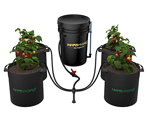 Mars Hydro Auto Drip Irrigation Kits Garden Watering System for Indoor, Lawn, Greenhouse, Yard, 5-Gallon Bucket 22W Water Pump with 8 Drip Emitters