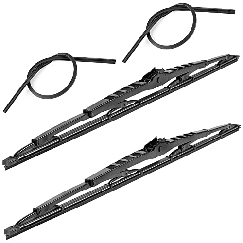 32 Inch Saddle Mount Wiper Blade Replacement for Motorhome Recreational Vehicle RV and Bus with 2 Rubber Refills 12mm J Hook Window Wiper Blade 32"/32"(Set of 2