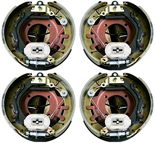 M-Parts 2 Pairs of Self-Adjusting 12-1/4" X 3-3/8" (12.25" X 3.375") Electric Trailer Drum Brake Assemblies Kit for 8,000 Lbs (8K) Trailer Axles; 2 LH (77-1208-1) + 2 RH (77-1208-2)