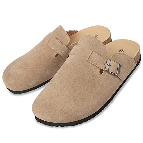 Boston Suede Clogs for Women Men Dupes Unisex Arizona Delano Slip-on Potato Shoes Footbed Cork Clogs and Mules