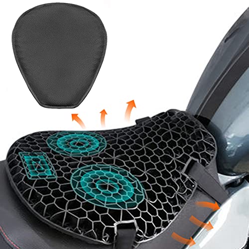 Lwuckbarrt Universal Motorcycle Gel Seat Cushion Moto 3D Honeycomb Motorcycle Seat Cover Structure Breathable Shock Absorption Reduces Motorcycle Gel Seat Pad for Comfortable Long Rides