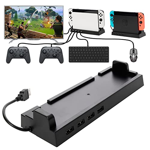 2019 Hub Dock, USB Hub for Nintendo Switch with 4 Output Ports for Wired Pro Controllers, Keyboard, Joy-Con Dock, Switch Controller Adapter, Mobile Phone, etc