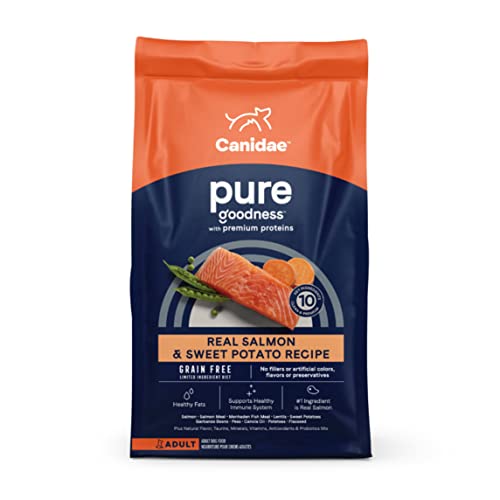 Canidae Pure Limited Ingredient Premium Adult Dry Dog Food, Real Salmon & Sweet Potato Recipe, 4 lbs, Grain Free