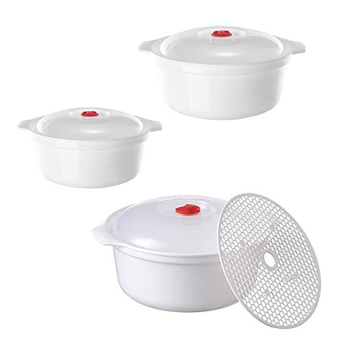 3 Piece Microwave Bowl with Lid, Heating Dish, Noodle Bowl, Storage Plate, Soup Bowl with Handle, Easy To Store, Bpa Free, Microwave Cookware Kitchen Supplies, College Dorm Essentials for Boys Girls