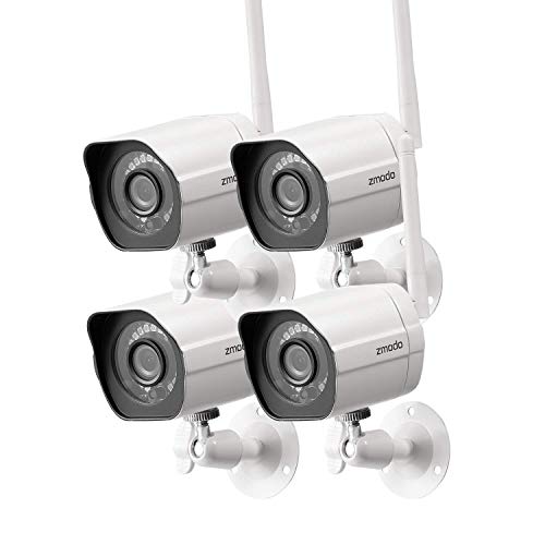 Zmodo 1080p Full HD Wireless Security Camera System, 4 Pack Smart Home Indoor Outdoor WiFi IP Cameras with Night Vision, Compatible with Alexa