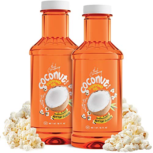 Coconut Popcorn Popping and Topping Oil Soy Blend with Authentic Theater Butter Flavor - Pop Corn Oil Liquid Form for The Movie Theater Experience at Home - By The Candery (32oz - 2Pack)