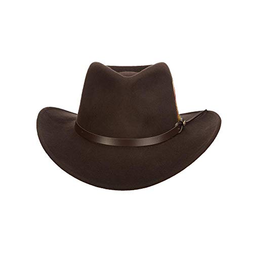 Scala Classico Men's Crushable Felt Outback Hat, Chocolate, Large