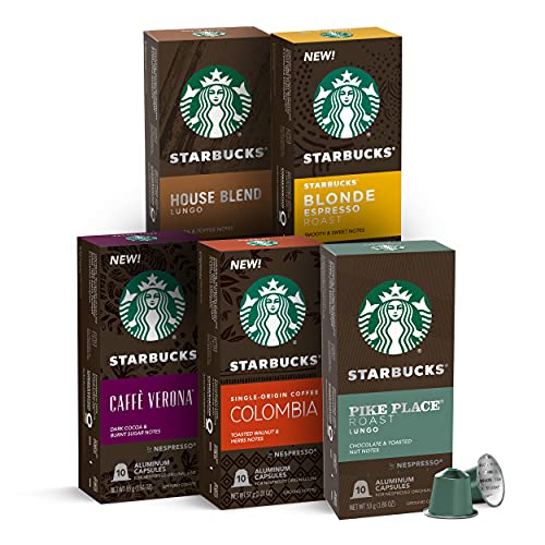 Starbucks by Nespresso Variety Pack Coffee (50-count single serve capsules, compatible with Nespresso Original Line System)