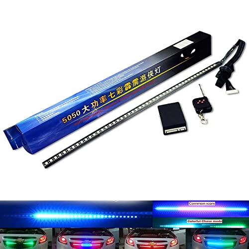 YSY 1set 23.3 inch RGB Knight Rider lights 48 5050 SMD Scanning Knight Rider Light Bar Strip W/Remote Control Turn Signal Third Brake Light M (RGB)