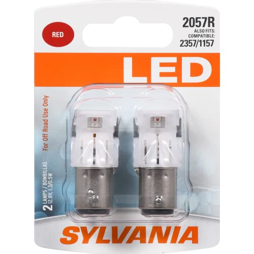 SYLVANIA - 2057 LED Red Mini Bulb - Bright LED Bulb, Ideal for Stop and Tail Lights (Contains 2 Bulbs)