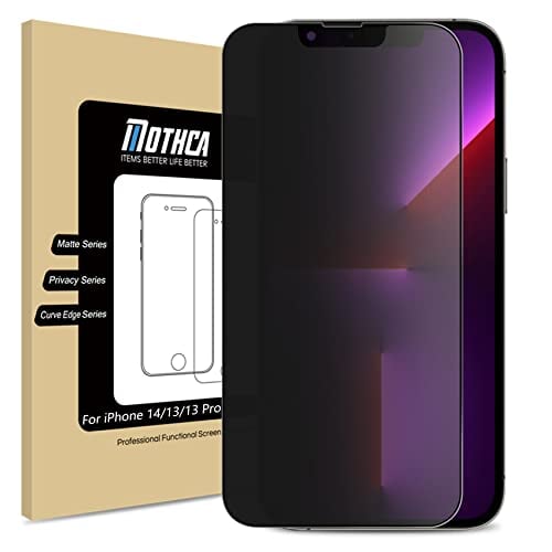 Mothca iPhone 14/iPhone 13/13 Pro (6.1-inch) Matte Privacy Screen Protector [NOT for iPhone 14 Pro] with Alignment Sticker, Full Coverage Anti-Spy Anti-Glare Anti-Fingerprint Tempered Glass Shield