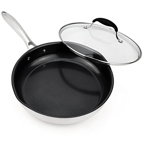 AVACRAFT Ceramic Nonstick Frying Pan with Lid, Healthy Egg Pan, Ceramic Nonstick Skillet, 100% PFOA, PTFE Toxins Free Cooking Pan, Best Ceramic Pans for Cooking (10 Inch Non-Stick Frying Pan)
