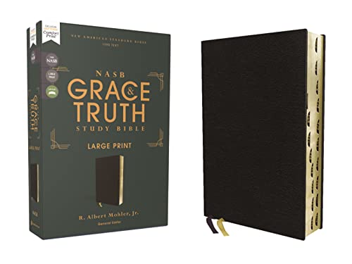 NASB, The Grace and Truth Study Bible, Large Print, European Bonded Leather, Black, Red Letter, 1995 Text, Thumb Indexed, Comfort Print