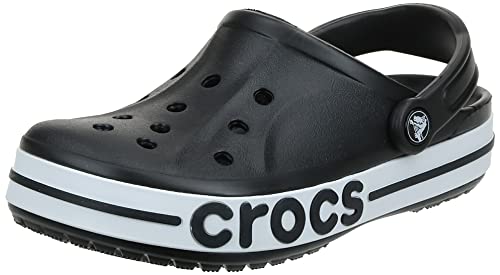 Crocs Unisex-Adult Bayaband Clogs, Black/White, 8 Men/10 Women