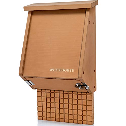 WHITEHORSE 4-Chamber Bat House - A Premium Cedar Bat Box That is Built to Last - Enjoy a Healthier Yard with Fewer Mosquitos While Supporting Bats (Brown)
