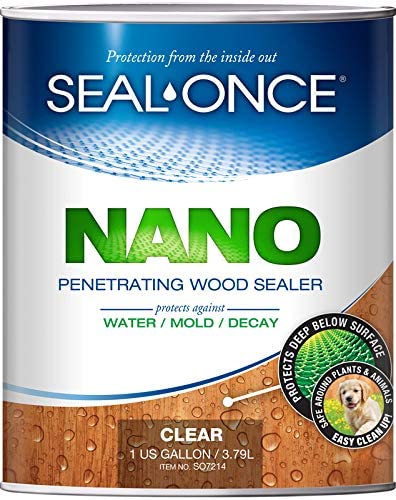 Seal-Once Nano Penetrating Wood Sealer - Premium Waterproof Sealant - 1 Gallon Clear Wood Sealant