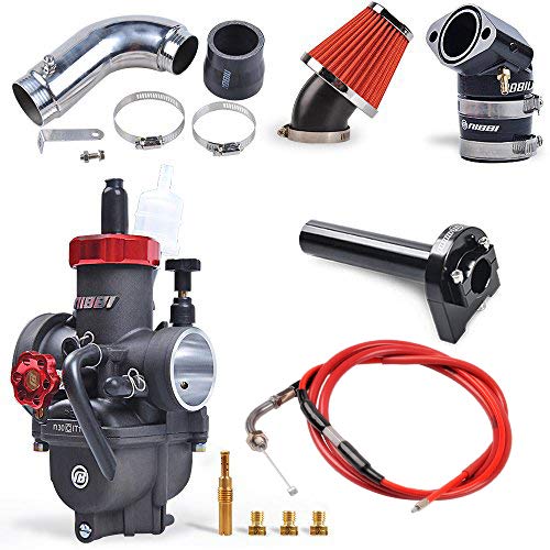 NIBBI High Performance Speed Modified Carburetor Kit PE28MM Carburetor GY6 Curved Pipe 185mmThrottle Line Handlebar 48MM Air Filter Fit GY6 Engine Scooter 150CC-250CC