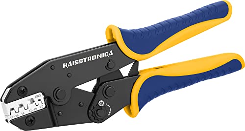 Haisstronica Crimping Tool for Non-Insulated Open Barrel Terminals Receptacles,AWG 20-10 Ratchet Wire Crimper Tool,Wire Terminal Crimper HS-5327