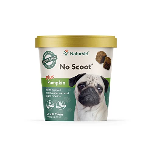 NaturVet - No Scoot for Dogs - 60 Soft Chews - Plus Pumpkin - Supports Healthy Anal Gland & Bowel Function - Enhanced with Beet Pulp & Psyllium Husk