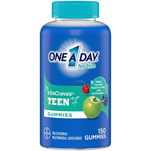 ONE A DAY Teen for Him Multivitamin Gummies, Gummy Multivitamins with Vitamin A, C, D, E and Zinc for Immune Health Support, Physical Energy & More, 150 Count