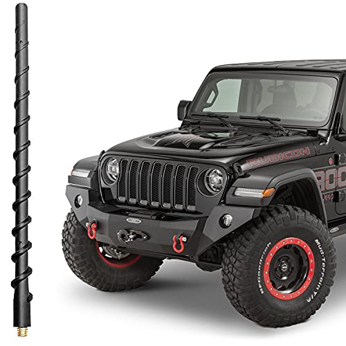 VOFONO 13 Inch Spiral Antenna for 2007-2023 Jeep Wrangler Gladiator JK JL JT JKU JLU Rubicon Sahara 4xe, Jeep Wrangler Accessories, Jeep Gladiator Short Antenna Replacement, Upgrade Radio Reception